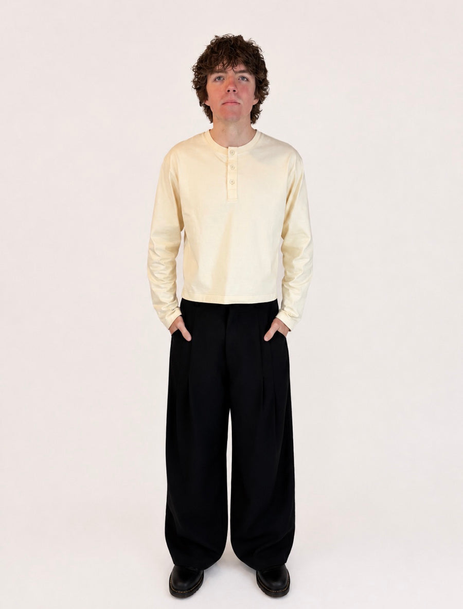 Wide Leg Double Pleated Trousers
