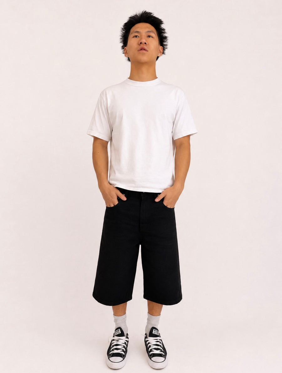 Jet Black Raw Selvedge Baggy Jorts