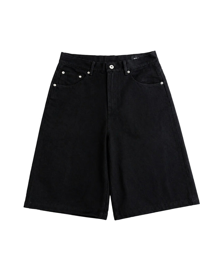 Jet Black Raw Selvedge Baggy Jorts