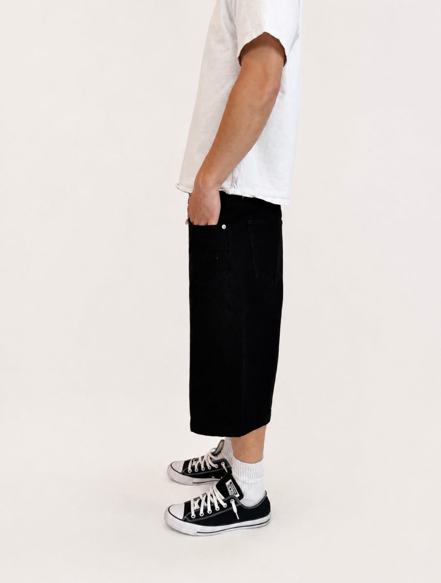 Jet Black Raw Selvedge Baggy Jorts