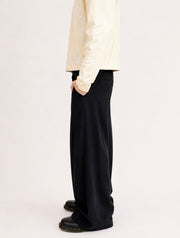 Wide Leg Double Pleated Trousers