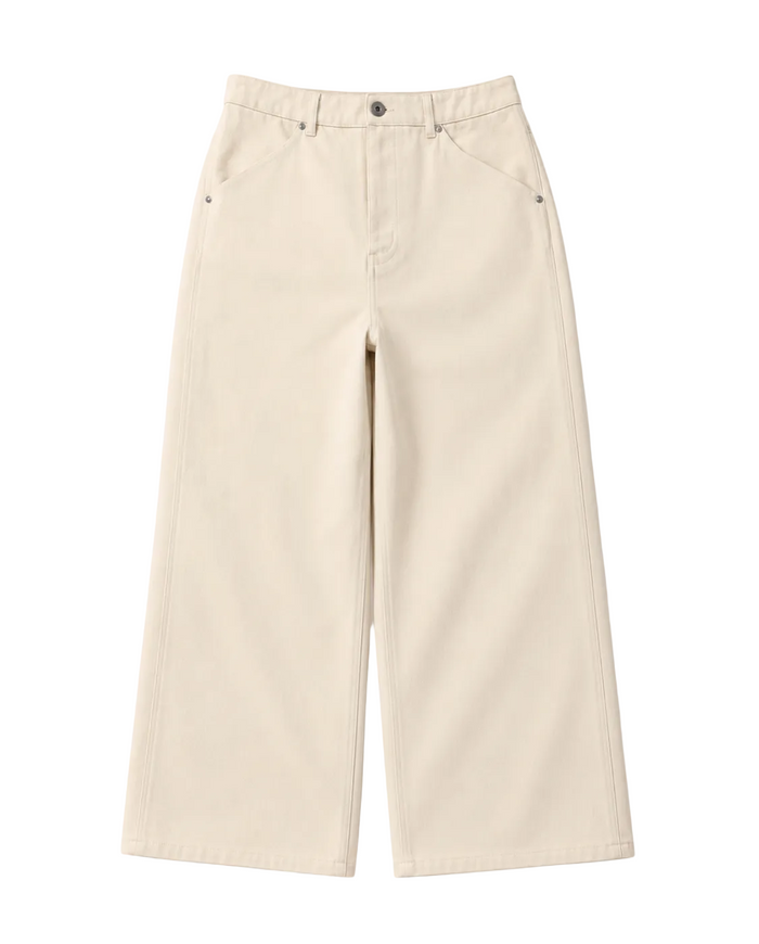 Cream Wide Leg Canvas Pant