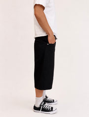 Jet Black Raw Selvedge Baggy Jorts