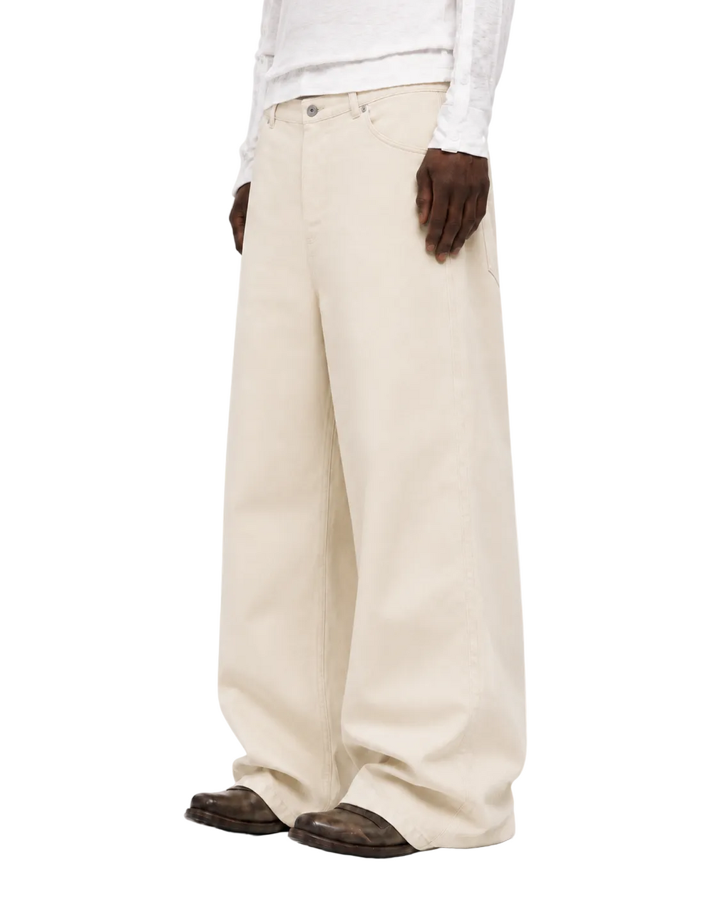 Cream Wide Leg Canvas Pant 4