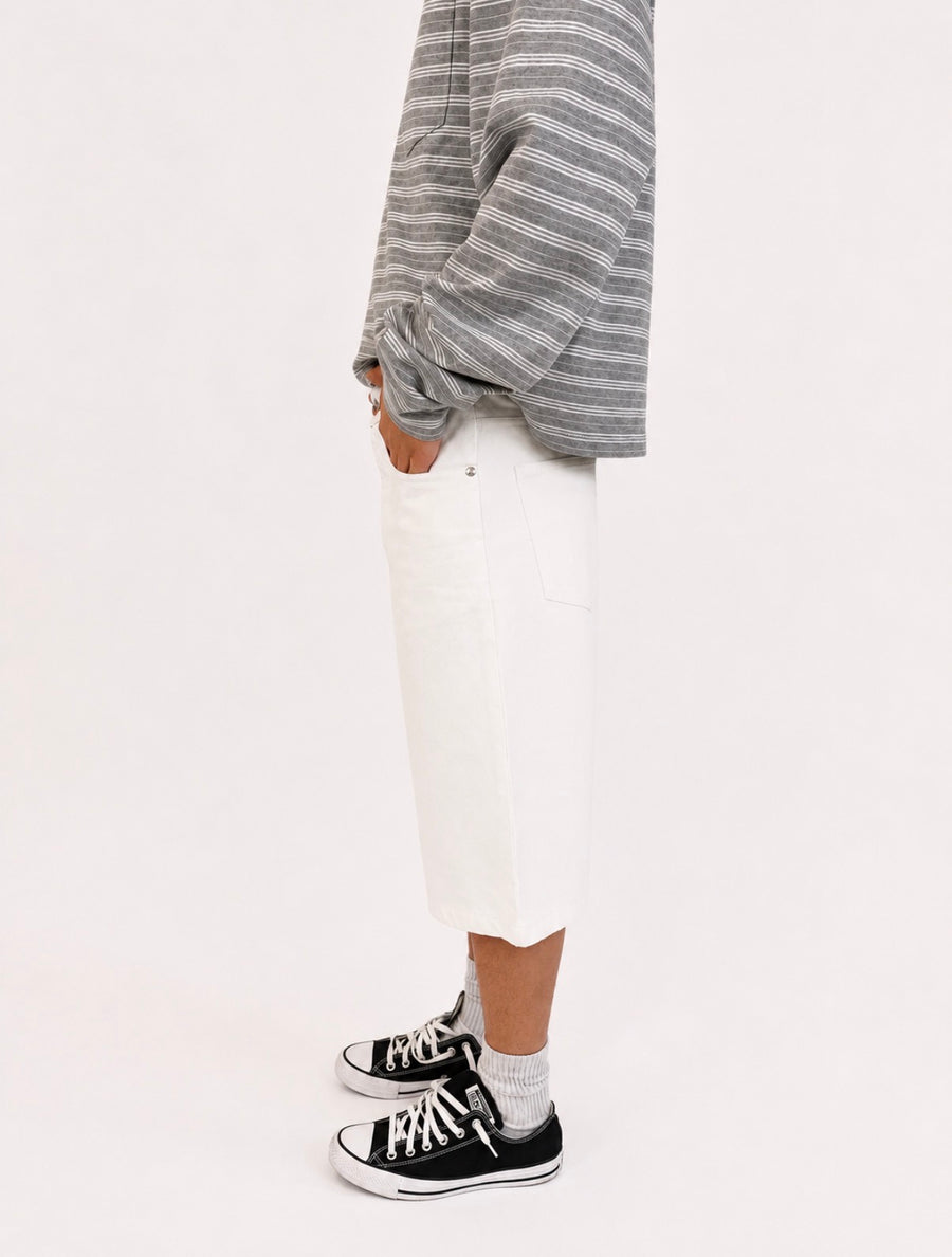 White Raw Selvedge Baggy Jorts