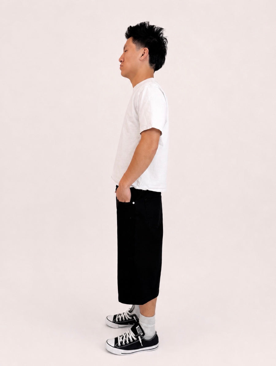 Jet Black Raw Selvedge Baggy Jorts