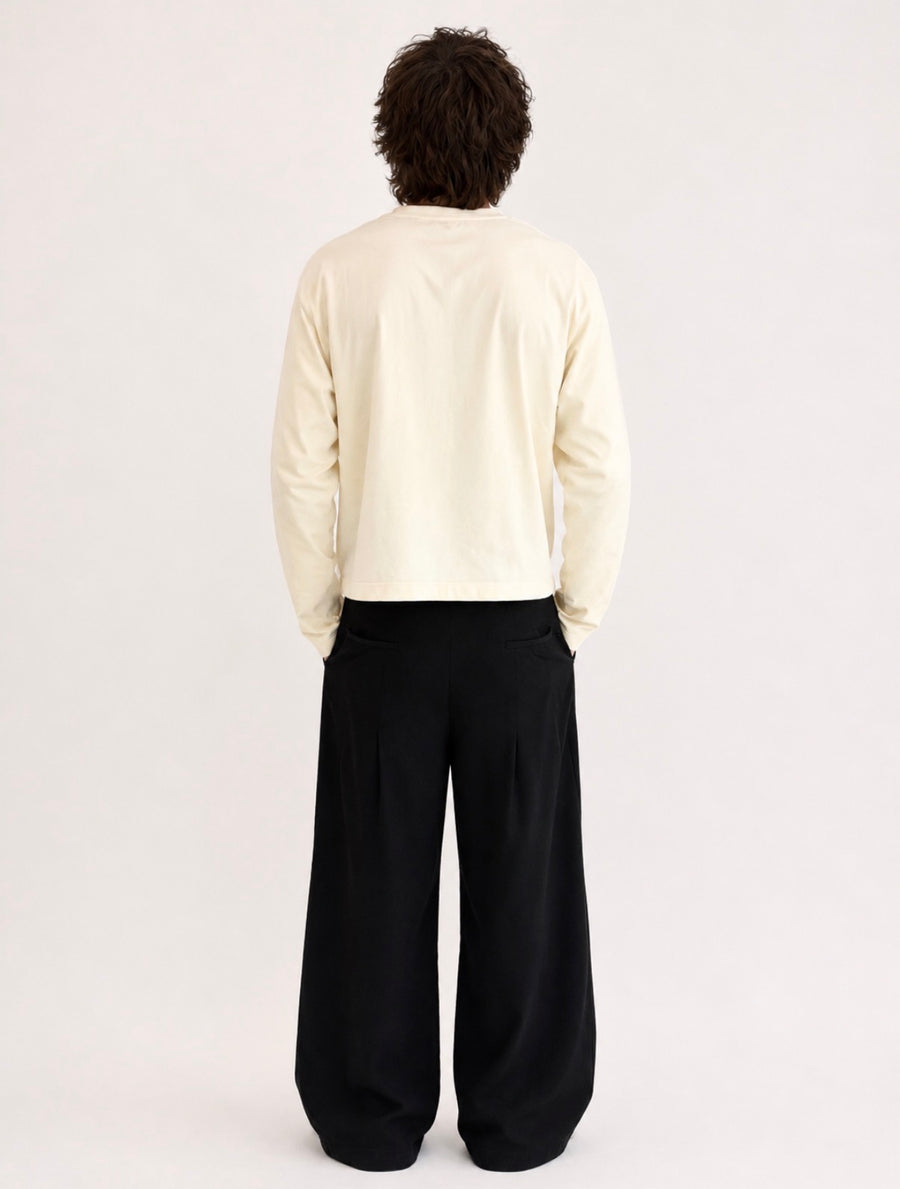 Wide Leg Double Pleated Trousers