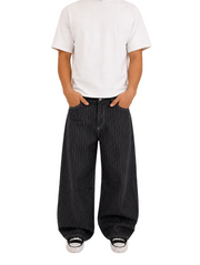 Pinstripe Wide Leg Denim