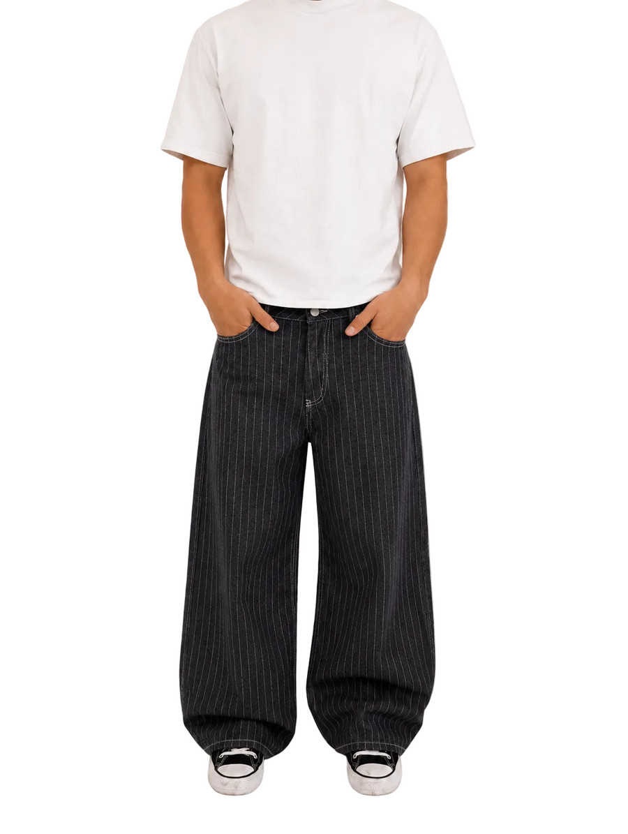 Pinstripe Wide Leg Denim