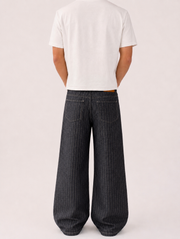 Pinstripe Wide Leg Denim